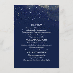 Carte D'accompagnement Gold et Navy Starry Night Mariage Information