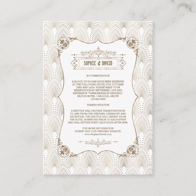 Carte D'accompagnement Gold Fleur-de-lis Great Gatsby 20s Détails du Mari (Devant)