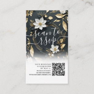 Carte D'accompagnement Gold Floral Wreath Mariage QR Code Site Web RSVP