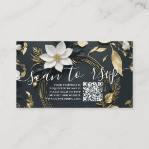 Carte D'accompagnement Gold Floral Wreath Mariage QR Code Site Web RSVP