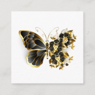 Carte D'accompagnement Gold flower Butterfly with Black Orchid