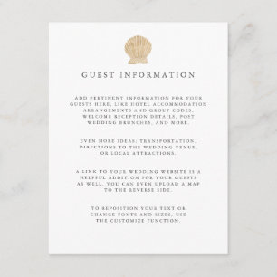 Carte D'accompagnement Gold foil Seashell mariage côtier Détails