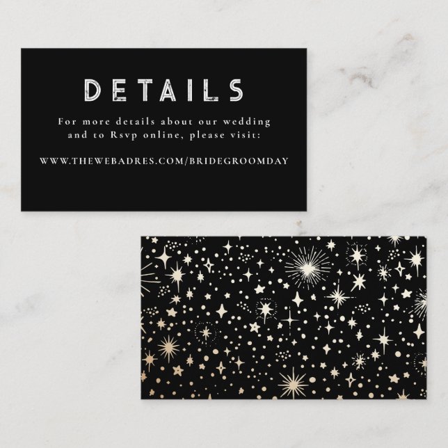 Carte D'accompagnement Gold Foil Stars Celestin Mariage Détails (Devant / Derrière)