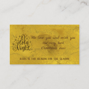 Carte D'accompagnement Gold O Holy Night avec message Noël