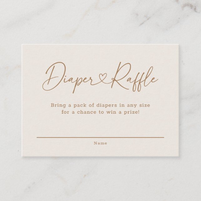 Carte D'accompagnement Gold Oh Baby Coeur Calligraphie Diaper Raffle (Devant)