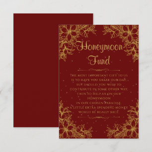 Carte D'accompagnement Gold Ornate Mariage Honeymoon Fund
