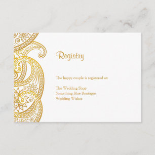 Carte D'accompagnement Gold Paisley Registre traditionnel des Mariages in