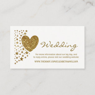 Carte D'accompagnement Gold Parties scintillant Heart and Stars Site Mari