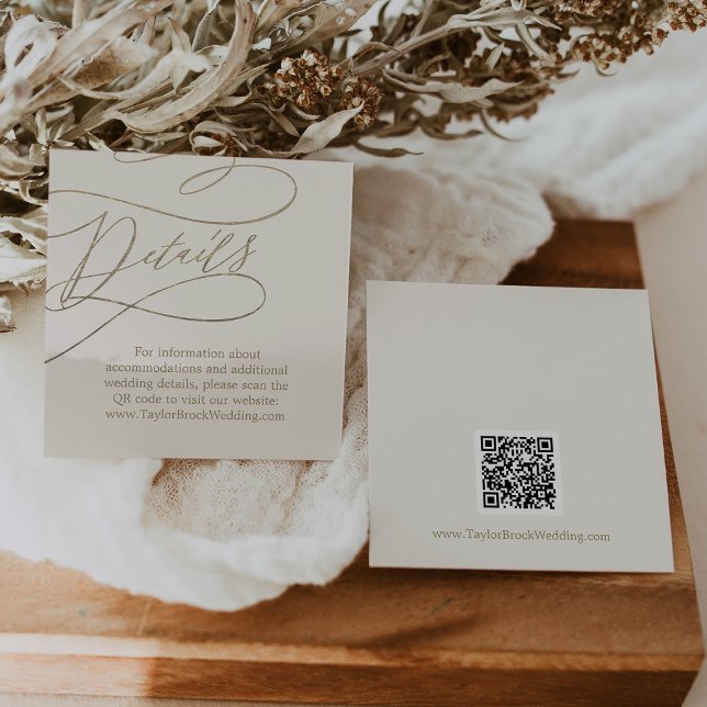 Carte D'accompagnement Gold romantique et ivoire QR Code Détails du Maria (Créateur téléchargé)
