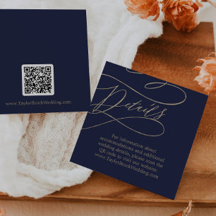 Carte D'accompagnement Gold romantique et Marine QR Code Détails du Maria