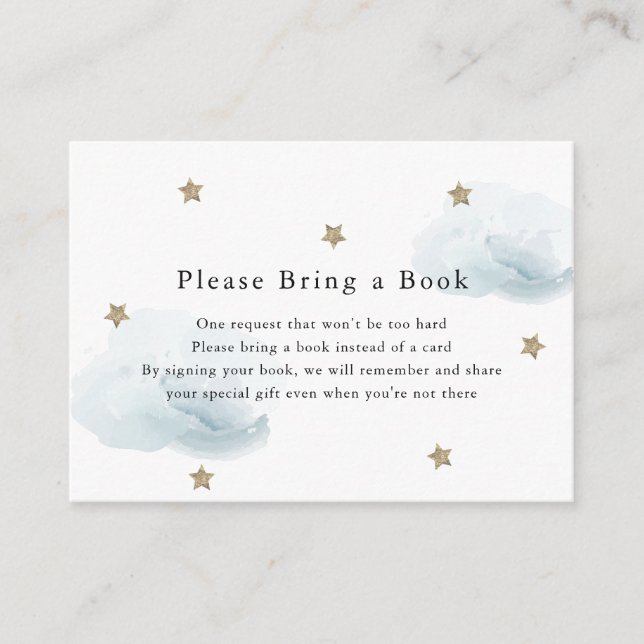Carte D'accompagnement Gold Stars & Clouds S'il vous plaît apporter une c (Devant)