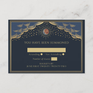 Carte D'accompagnement Gold Sun et Moon Tarot Card Mariage RSVP