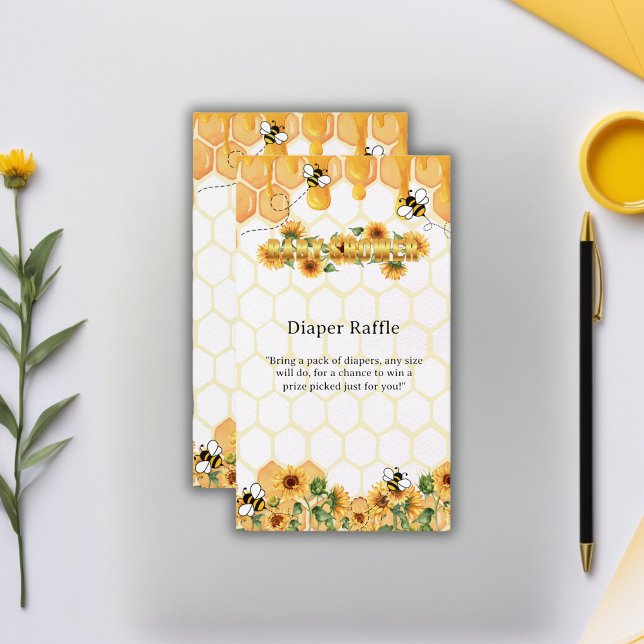 Carte D'accompagnement Gold Sunflower Honeycomb Honeybee Baby shower (Créateur téléchargé)
