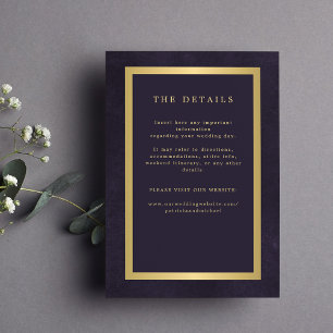 Carte D'accompagnement Gold violet élégant mariage informations invités