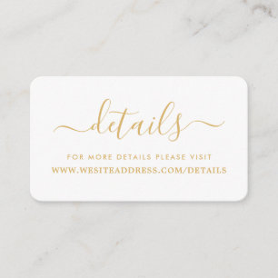 Carte D'accompagnement Gold & White moderne Détails du script simple