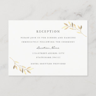 Carte D'accompagnement Golden Olive Leaf Garden Réception de mariage