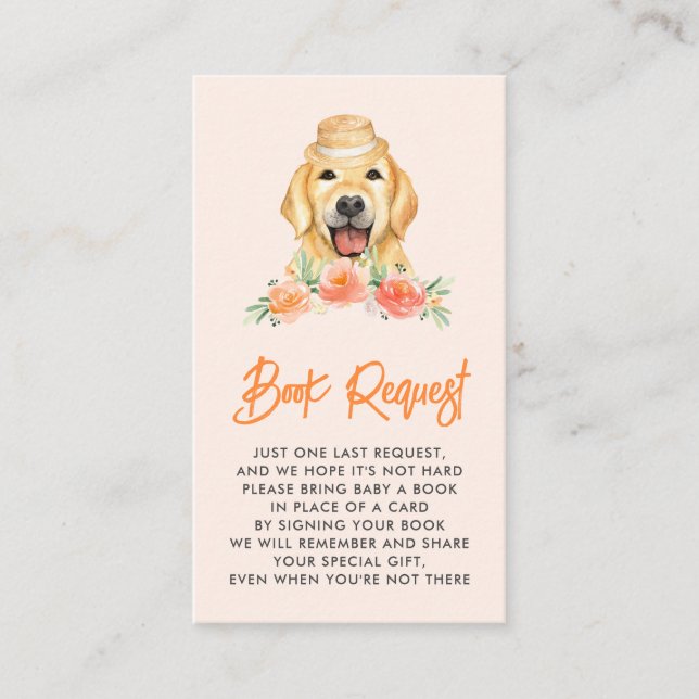 Carte D'accompagnement Golden Retriever Peach Floral Book Demande (Devant)