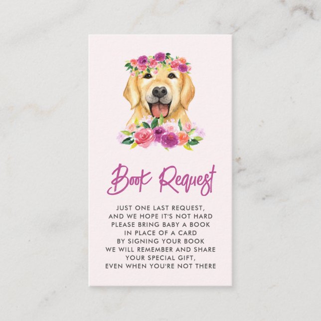 Carte D'accompagnement Golden Retriever Purple Florple Demande de livre (Devant)