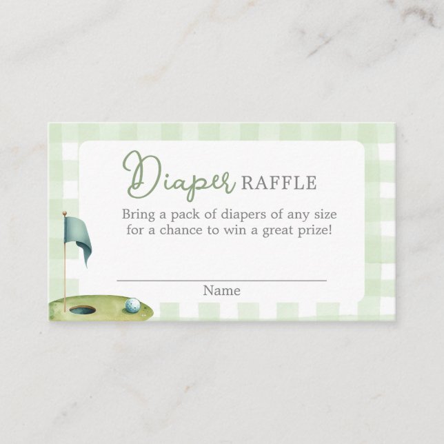 Carte D'accompagnement Golf Baby Shower Diaper Raffle Card (Devant)