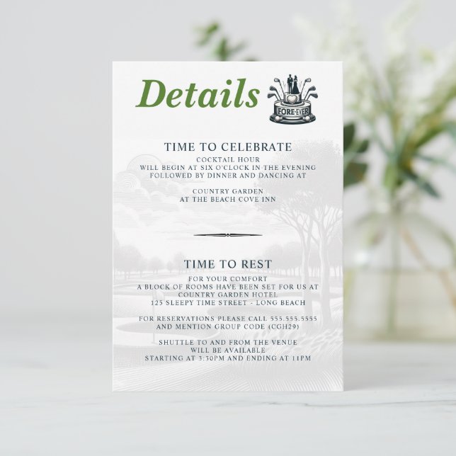 Carte D'accompagnement Golf Couple Mariage (Debout devant)