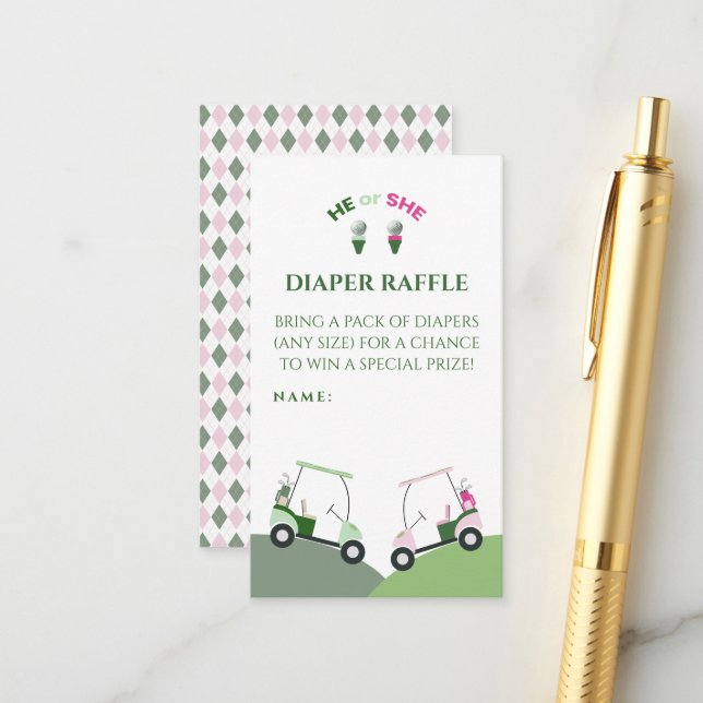 Carte D'accompagnement Golf moderne Bébé Genre Reveal Par tee (Devant/Arrière en situation)