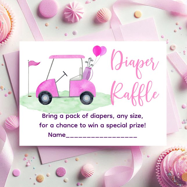 Carte D'accompagnement Golf Rose Baby shower fille Déchets Raffle (Créateur téléchargé)