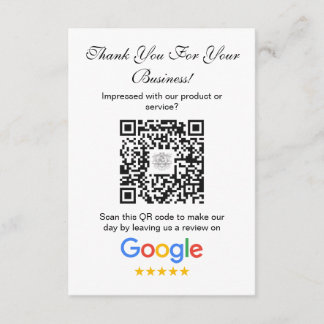 Carte D'accompagnement Google Avis | Business Review Link QR Code