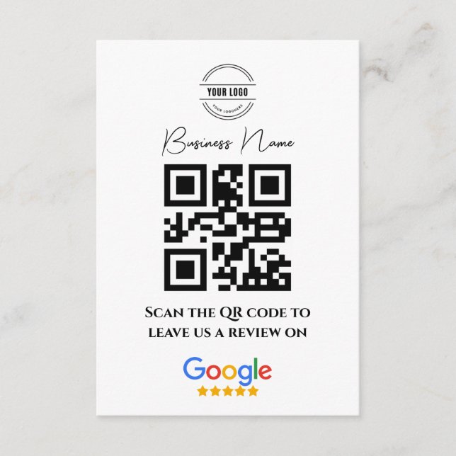 Carte D'accompagnement Google Avis de commerce Lien de notation QR Code n (Devant)
