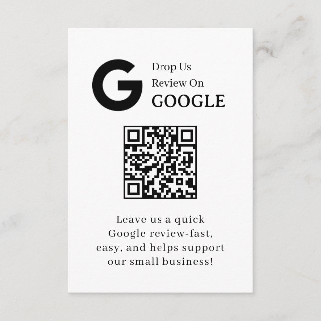 Carte D'accompagnement Google Review QR | Business Feedback Link (Devant)