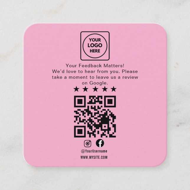 Carte D'accompagnement Google Review QR Code Business Note Card (Devant)