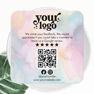 Carte D'accompagnement Google Reviews QR Code Modern Logo Business Review