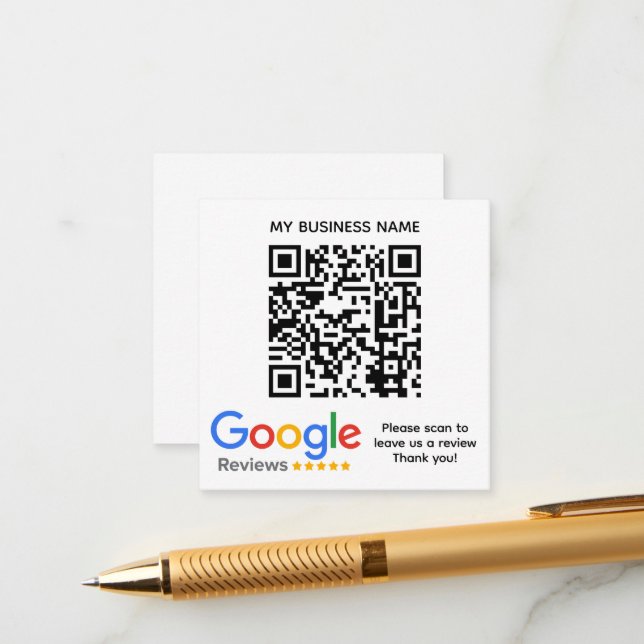 Carte D'accompagnement GOOGLE REVIEWS QR code personnalisé (Devant/Arrière en situation)