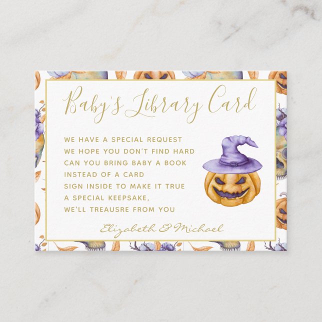 Carte D'accompagnement Goth Baby Library Demande de livre Citrouilles Hal (Devant)