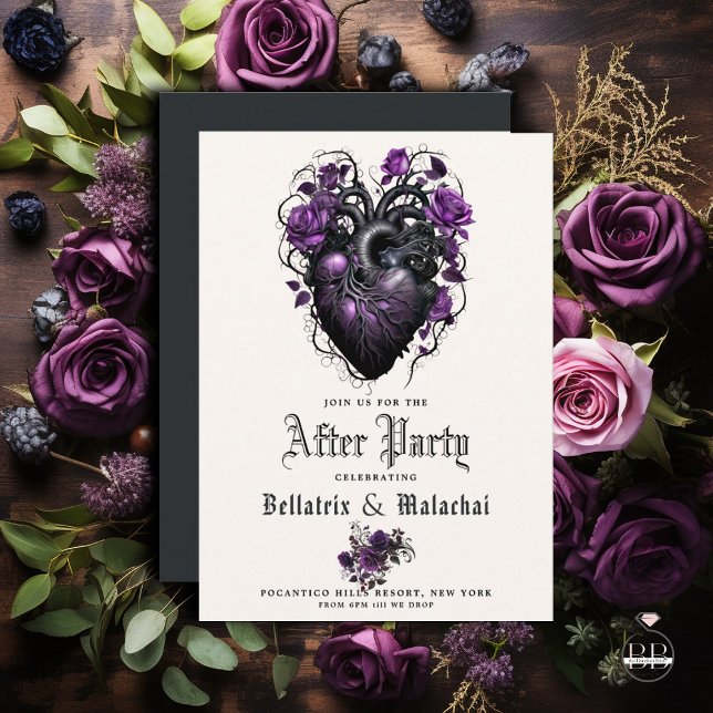 Carte D'accompagnement Goth Coeur Floral Profond Améthyste Violet après l (Créateur téléchargé)