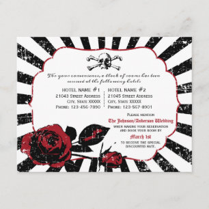 Carte D'accompagnement Goth Rose Crâne Grunge Pirate Mariage Détails Cart