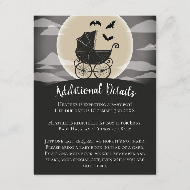 Carte D'accompagnement Gothic Baby Shower Halloween (Devant)