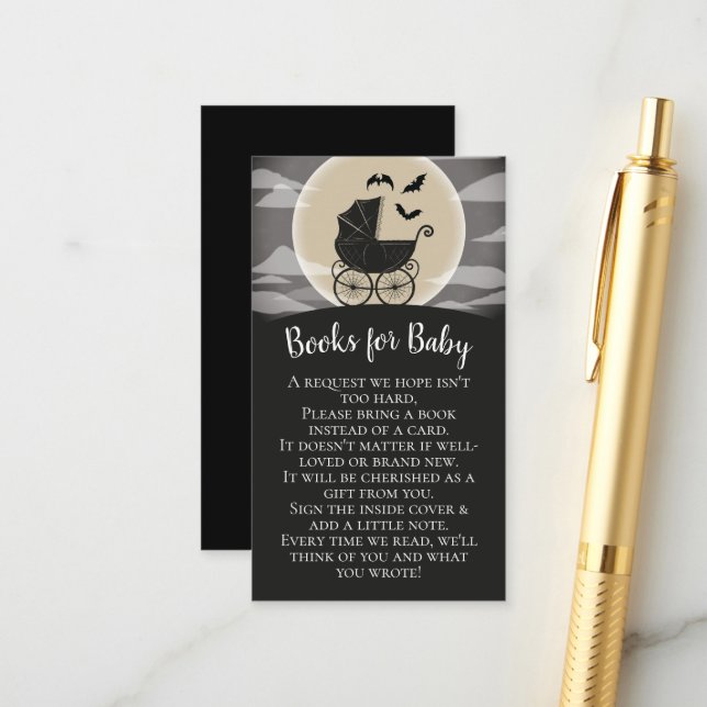 Carte D'accompagnement Gothic Baby Shower Halloween (Devant/Arrière en situation)