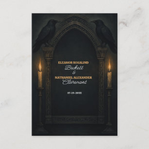Carte D'accompagnement Gothique Corbeau bougie Mariage d'arc