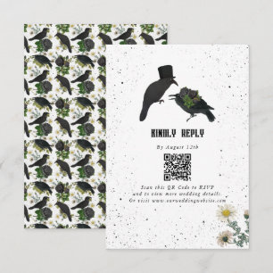 Carte D'accompagnement Gothique Halloween noir Rose Corbeaux Mariage