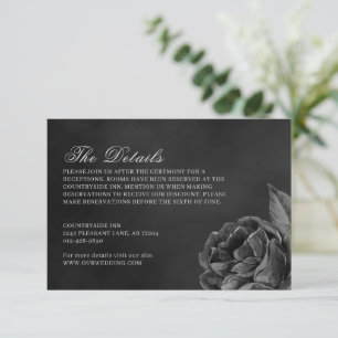 Carte D'accompagnement Gothique sombre Moody Rose monochrome Mariage