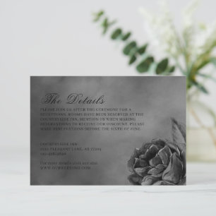 Carte D'accompagnement Gothique sombre Moody Rose monochrome Mariage