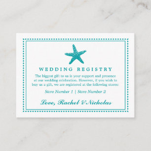 Carte D'accompagnement Gracity Starfish   Registre des cadeaux Mariages