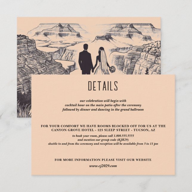 Carte D'accompagnement Grand Canyon Couple Mariage (Devant / Derrière)