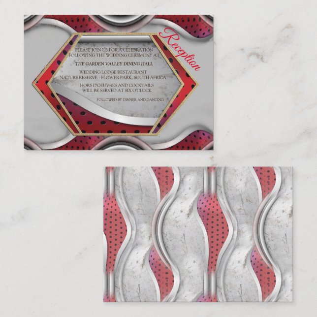 Carte D'accompagnement Gras moderne métal 3D Gris rouge texture look (Devant / Derrière)