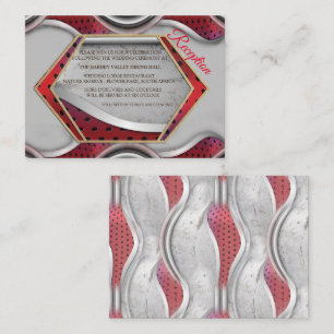 Carte D'accompagnement Gras moderne métal 3D Gris rouge texture look