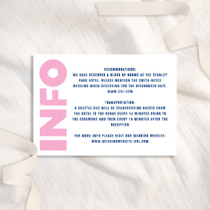 Carte D'accompagnement Gras moderne Type Funky coloré bleu rose Mariage