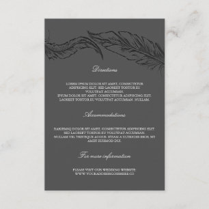 Carte D'accompagnement Gray Elegant Feathers Détails du Mariage