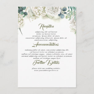 Carte D'accompagnement Green and Hydrangea Information du Mariage Invité
