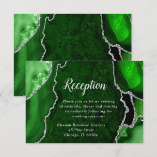 Carte D'accompagnement Green and Silver Agate Wedding Reception