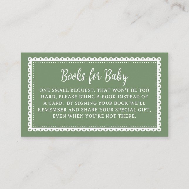 Carte D'accompagnement Green Cielito Lindo Baby shower Livres pour bébé (Devant)